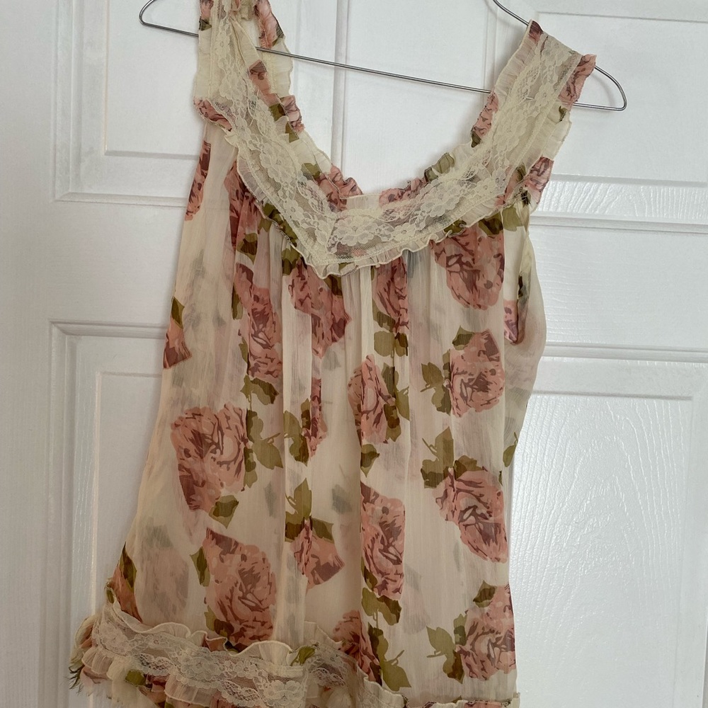 Floral and lace tank